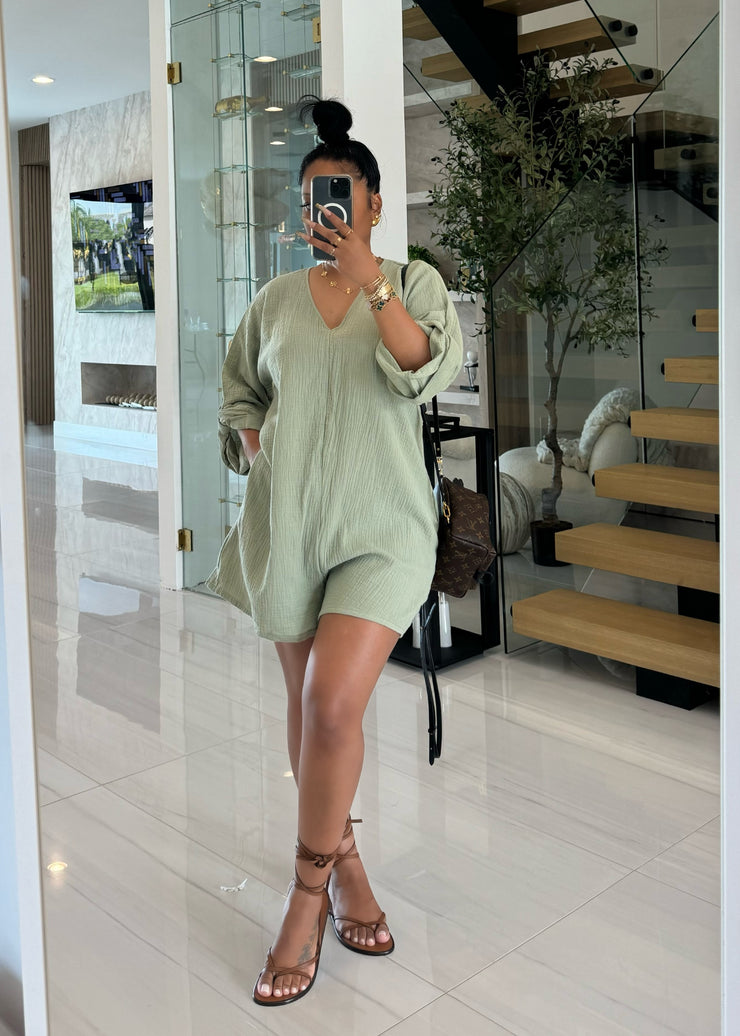 Soft in Sage SLEEVE romper