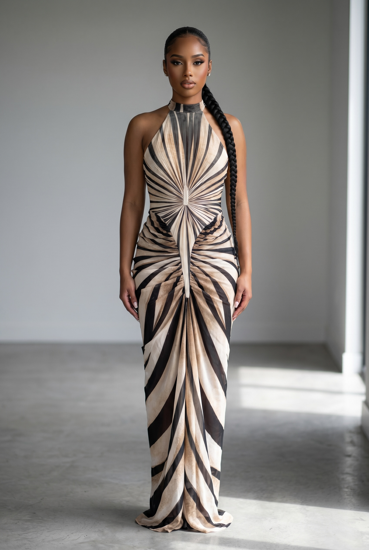 kushiro mesh dress Printed Mesh Dress With Shirring