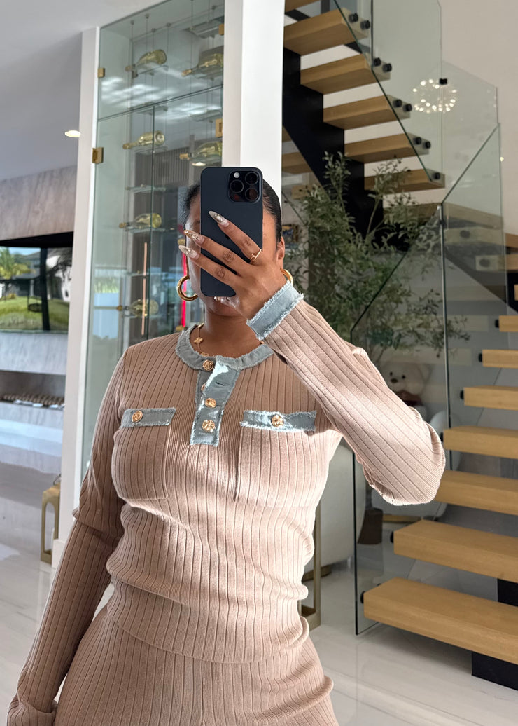 Hemmed in Denim knit set