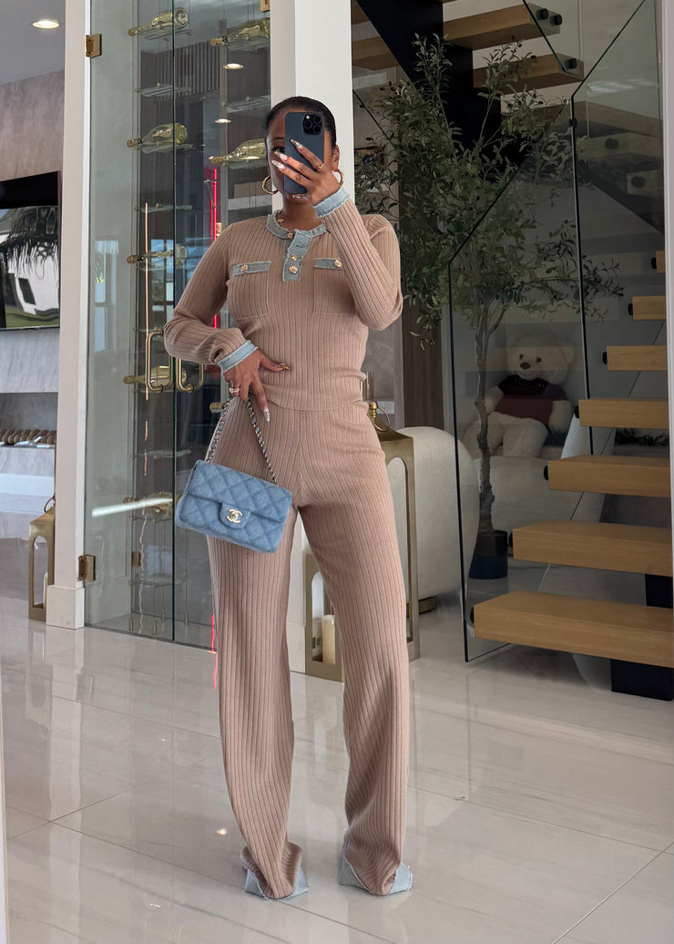 Hemmed in Denim knit set