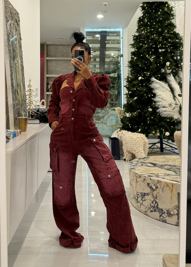 Burgundy Babe jumpsuit