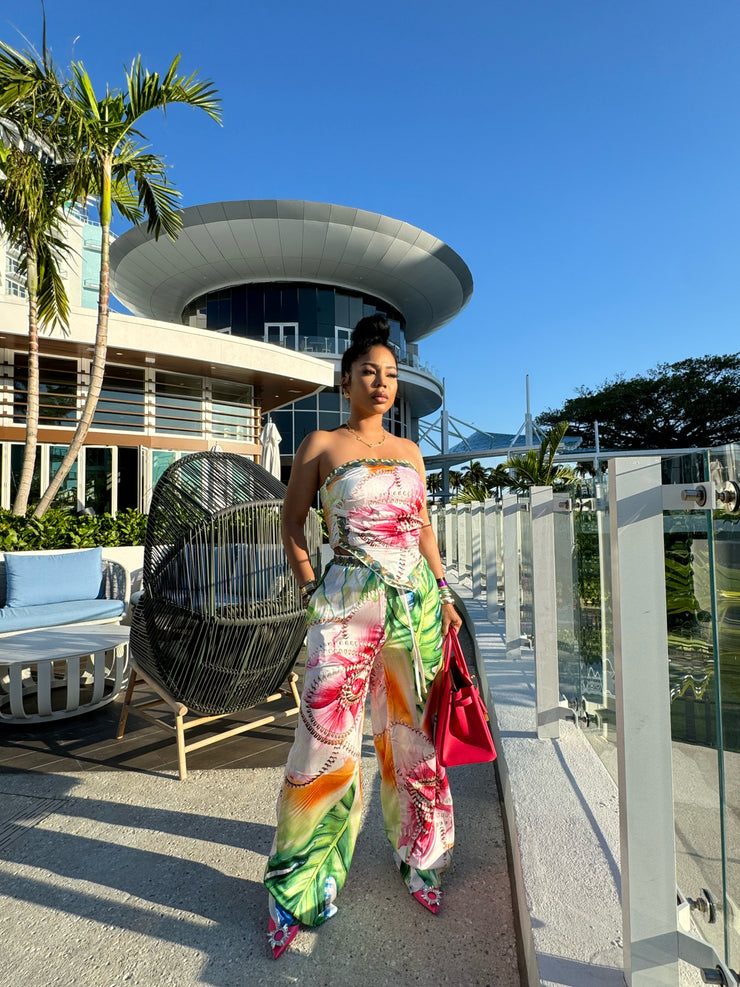 Glamour Garden Scarf Silk pant set