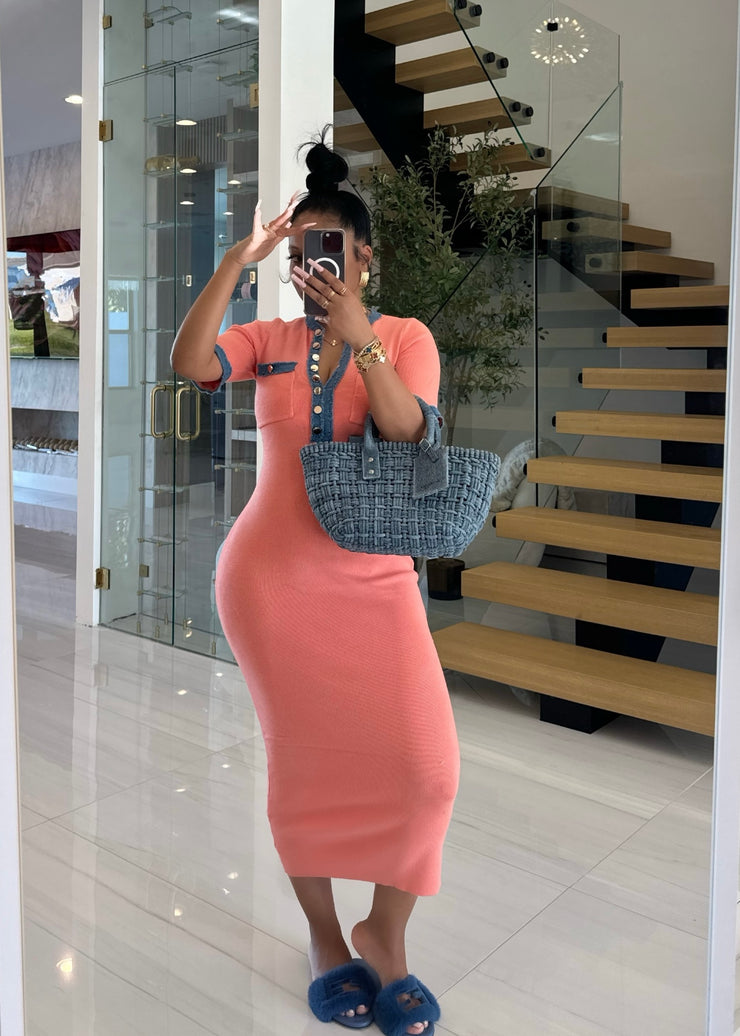 Detailed with Denim Dress