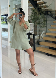 Soft in Sage SLEEVE romper