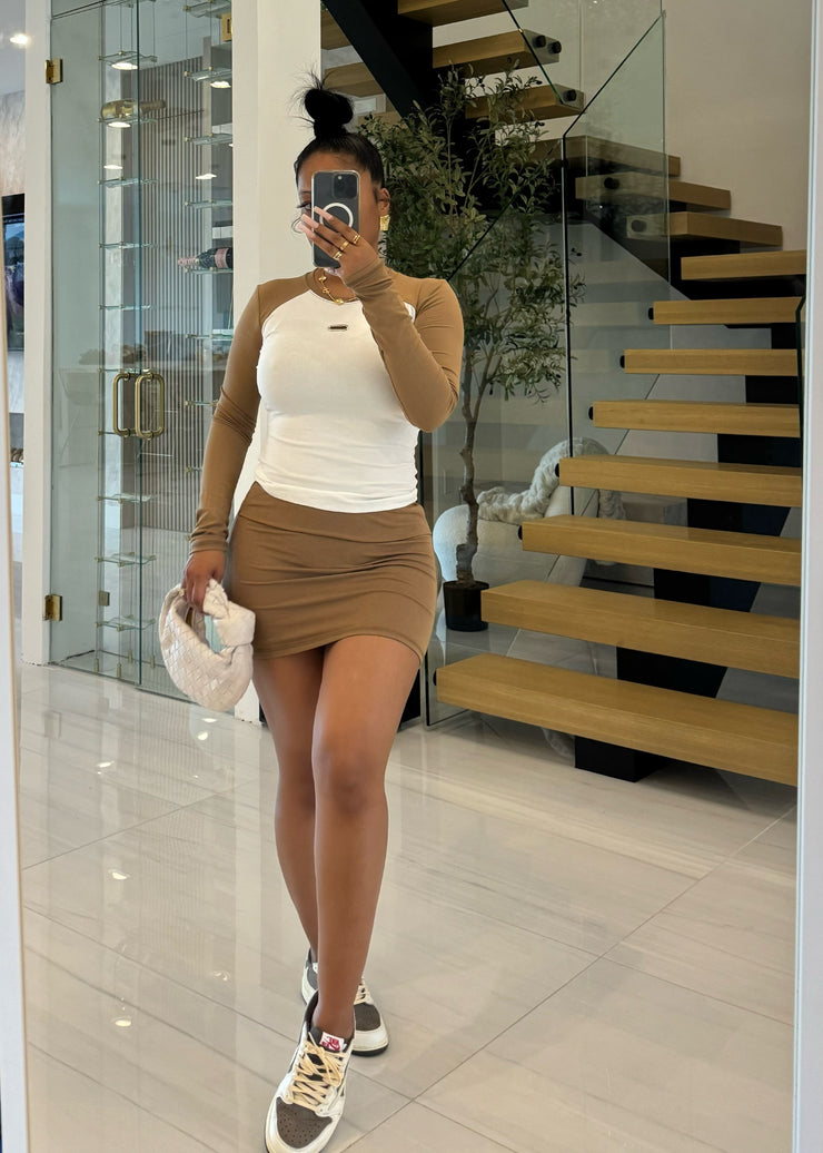 Soft Caramel Skirt set