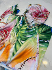 Glamour Garden Scarf Silk pant set