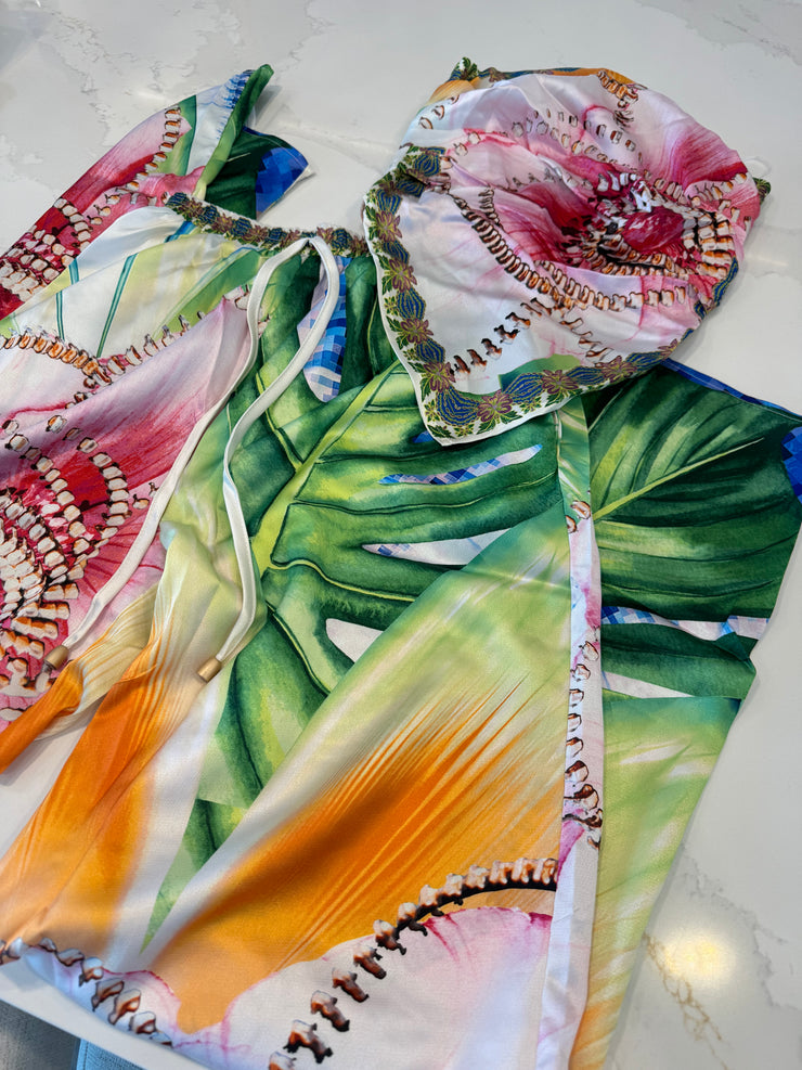 Glamour Garden Scarf Silk pant set