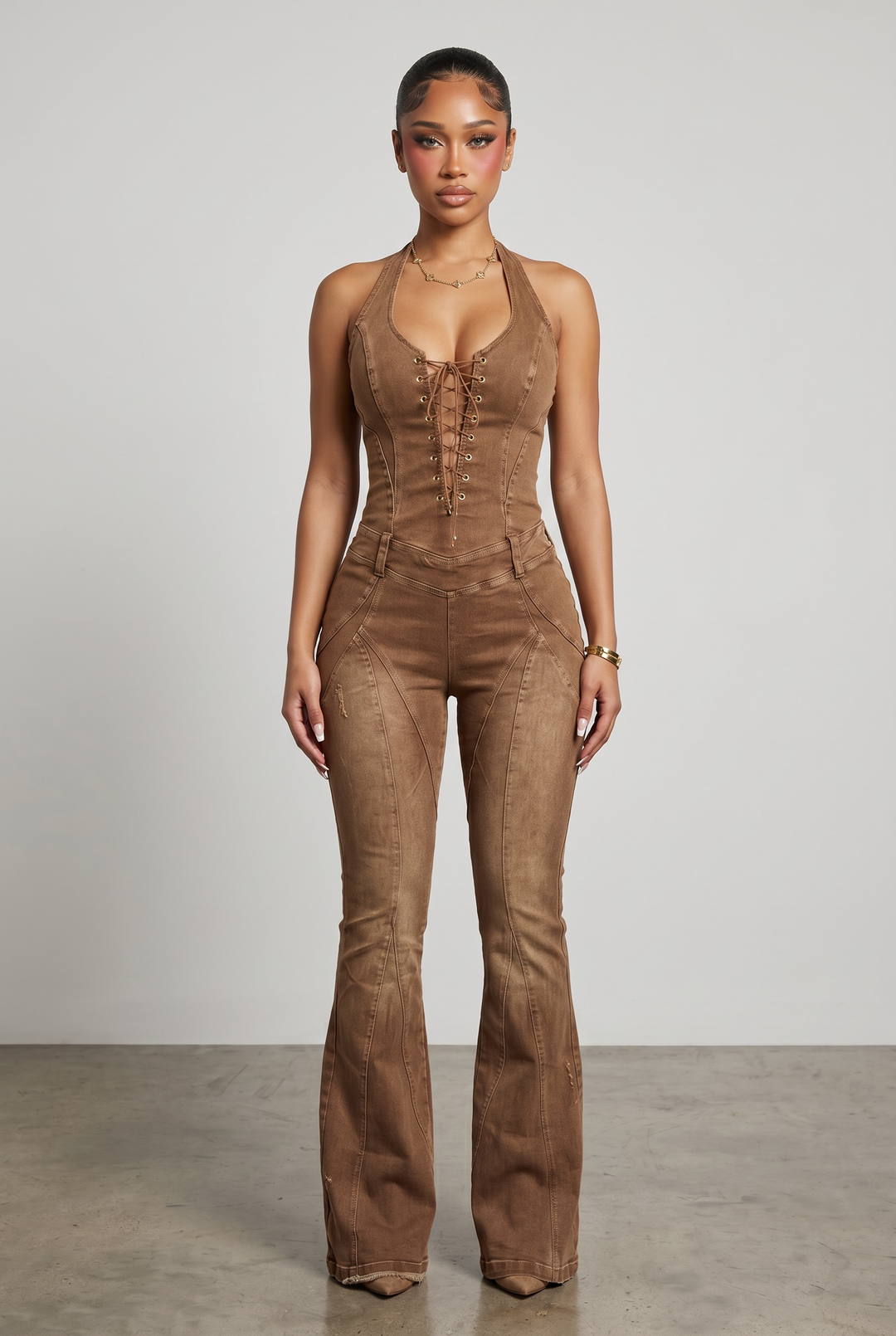 Lace Me Up denim jumpsuit – MINAA MONROE