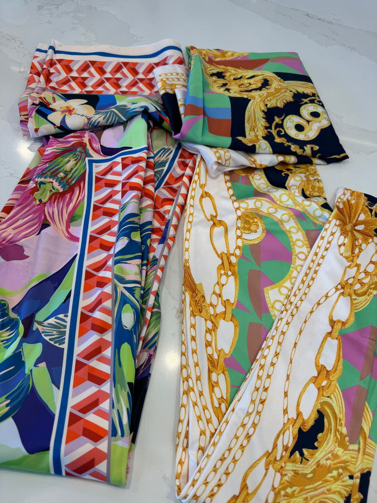 Designer Print Oversized Scarf and Legging set