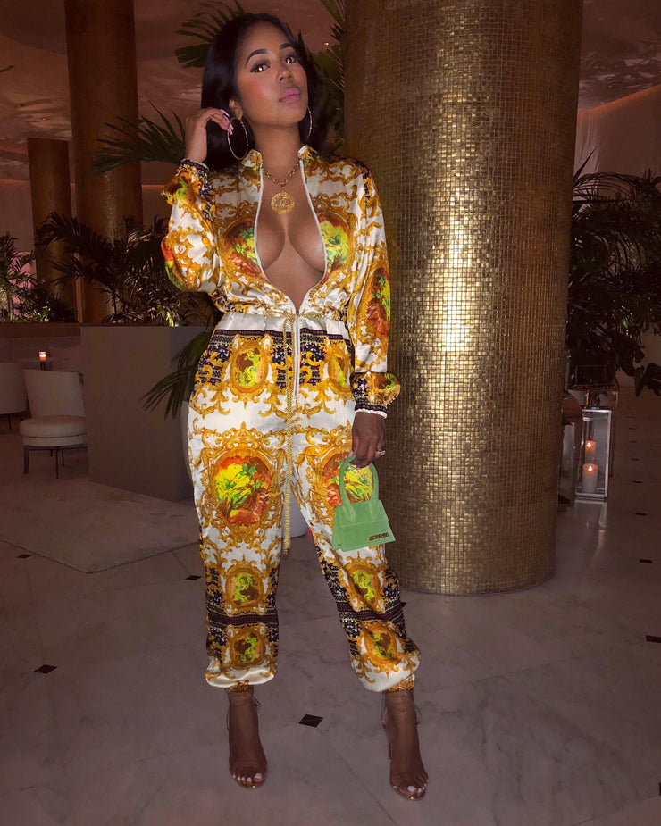 Mprinted Rich Royalty jumpsuit