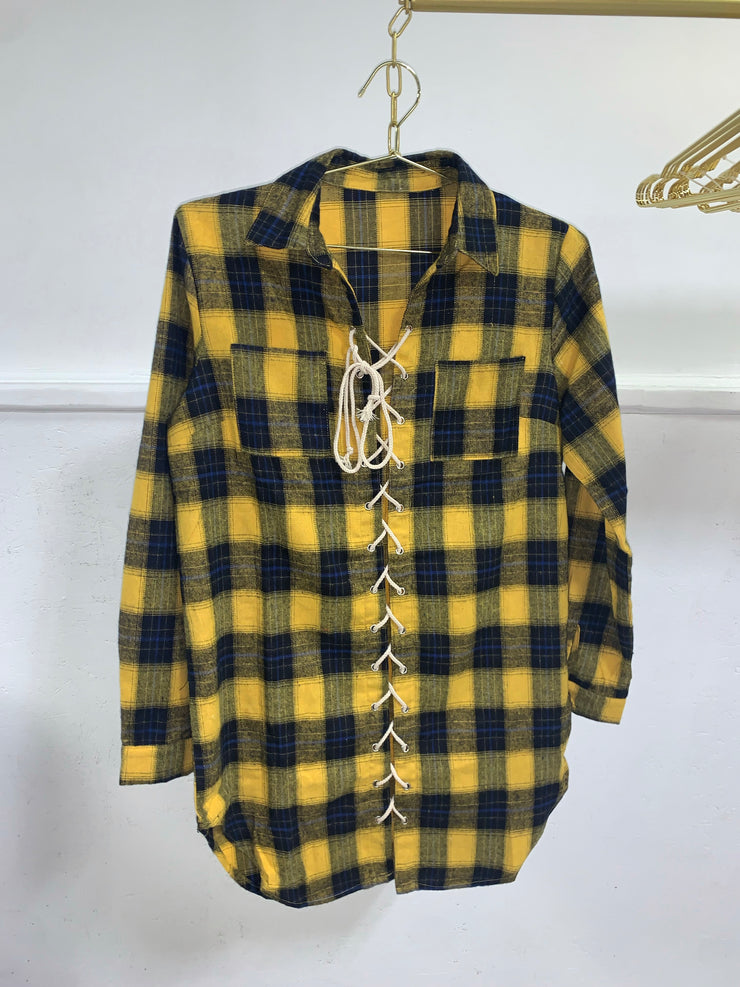 Lace Up Flannel shirt